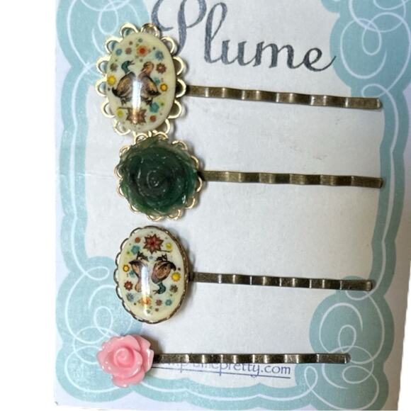 Charming Porcelain & Floral Hairpin Set – Elegant Handmade Hair Accessories - Picture 4 of 4